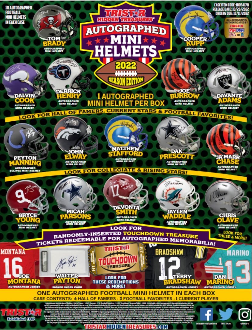 2022 Tristar Hidden Treasures Football Mini Helmet Box Season Edition
