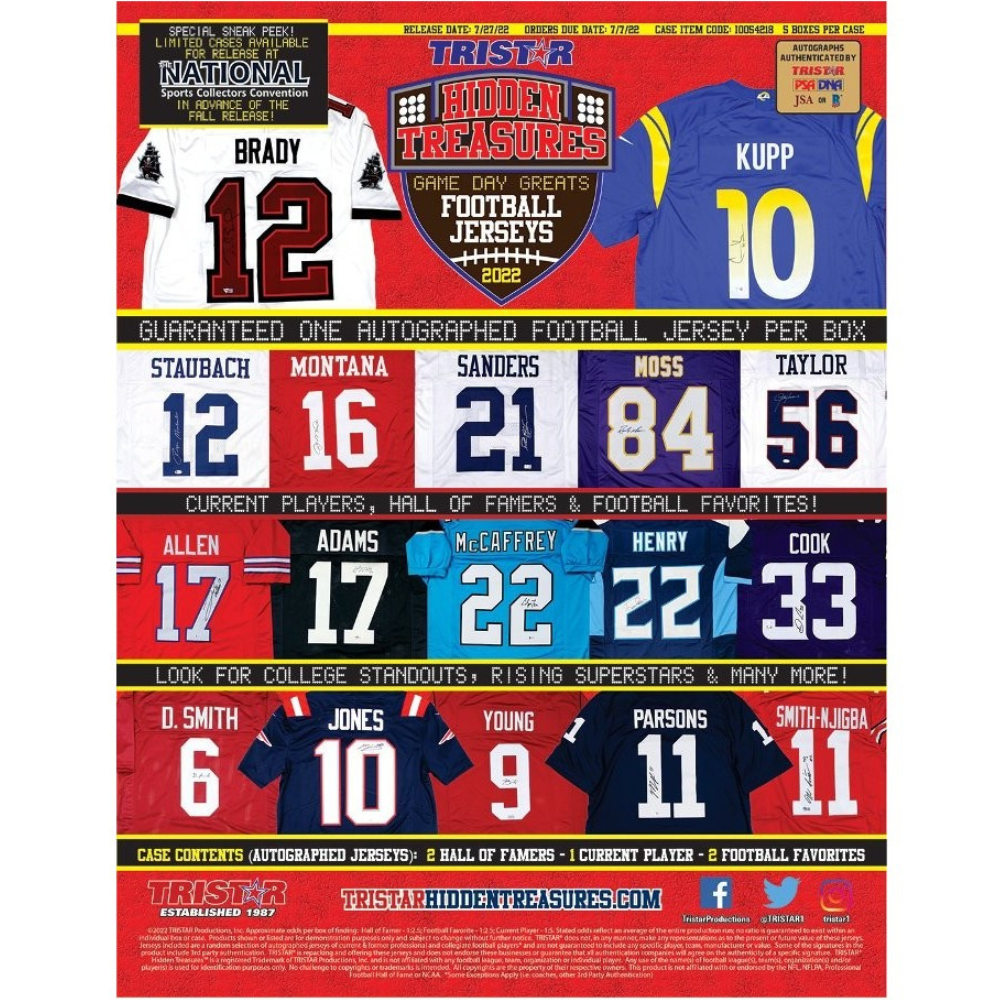 2022 Tristar Hidden Treasures Game Day Greats Jersey Football Season Edition Box